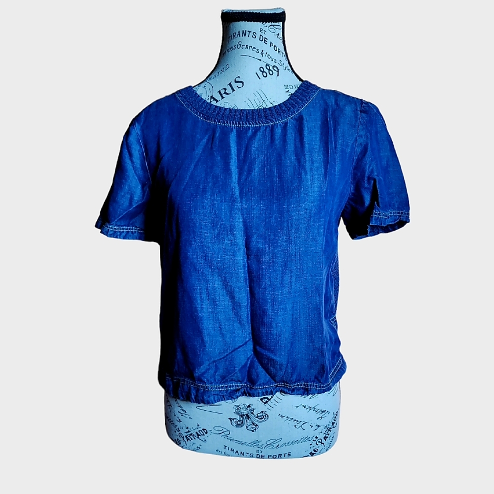 Zara Denimwear Blue Top Oversized Size X-Small